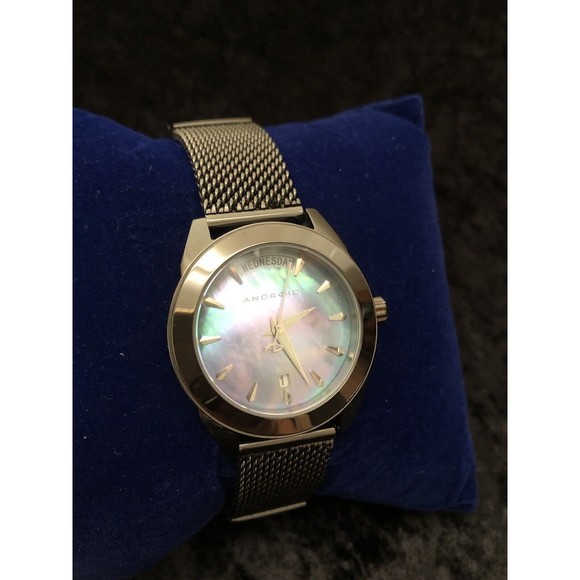 Android Men's 48mm Dark Silver Tone Black MOP Dial Watch Automatic SII VJ55 - Picture 2 of 14